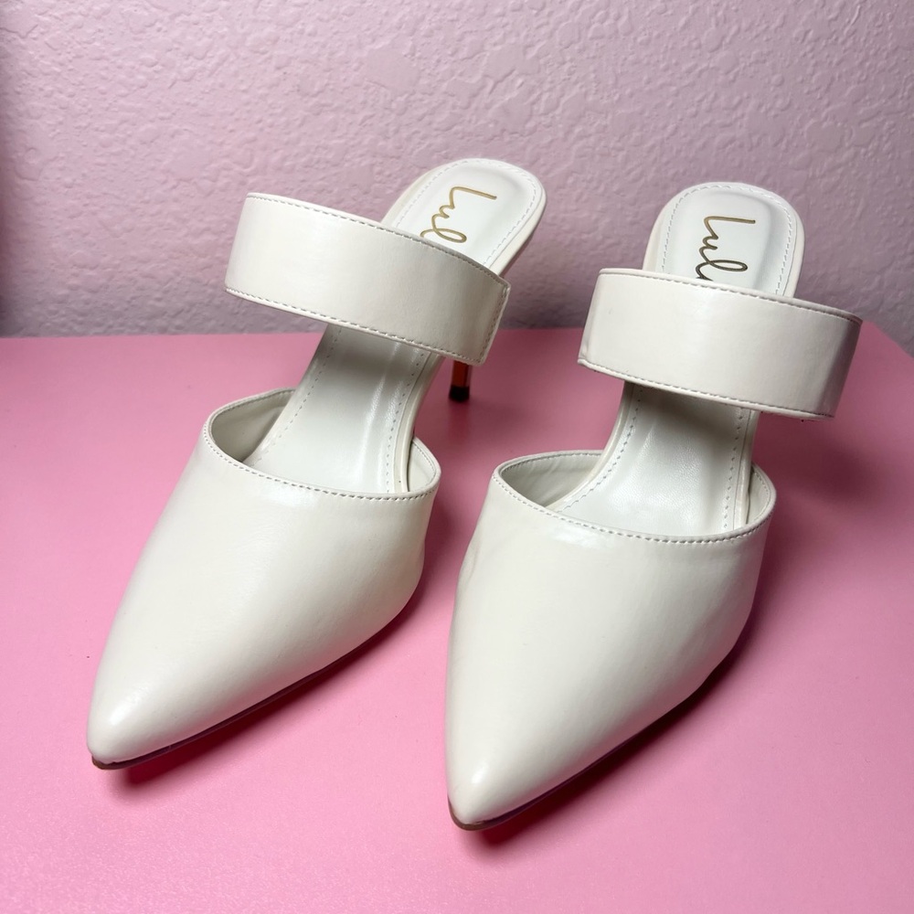 Faire Off White Pointed-Toe Mules by Lulus - Picture 2 of 11
